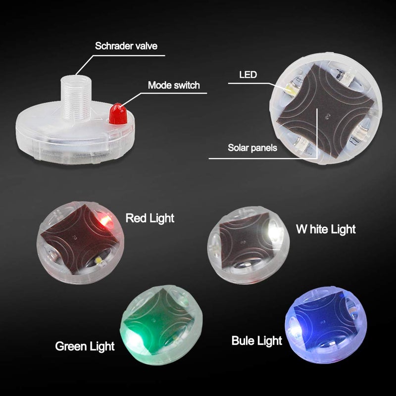 CARLITS Car Tire Wheel Lights, 4pcs Air Valve, Hub Lamp Cap Light with Motion Sensors Colorful LED Tire Light Gas Nozzle for Car Bicycle Motorcycles Accessories - Image 3